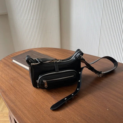 Minority Street Biker Style Multi Pockets Crossbody Shoulder Bags Versatile Fashion All-match Casual Handbags Vintage Bolsas