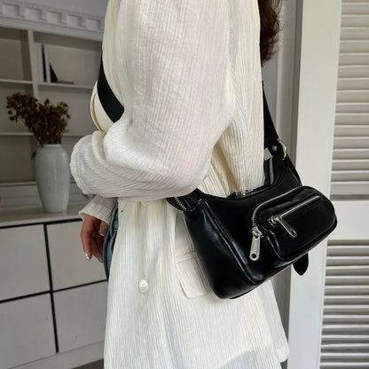 Minority Street Biker Style Multi Pockets Crossbody Shoulder Bags Versatile Fashion All-match Casual Handbags Vintage Bolsas