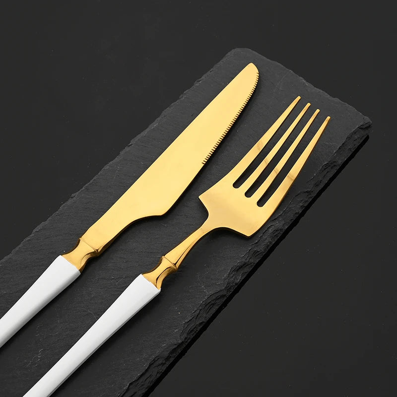 Mirror Green Handle Stainless Steel 10People Dinner Fork Gold Fork Hotel Restaurant Party Supplies Dinnerware Steak Gold Fork