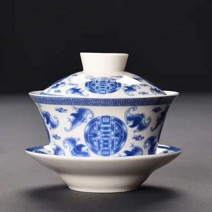 Miyayan style Ceramic Gaiwan Teacup handmade Chinese Dragon pattern Tea tureen Bowl Retro Porcelain Teaware Accessories 200ml
