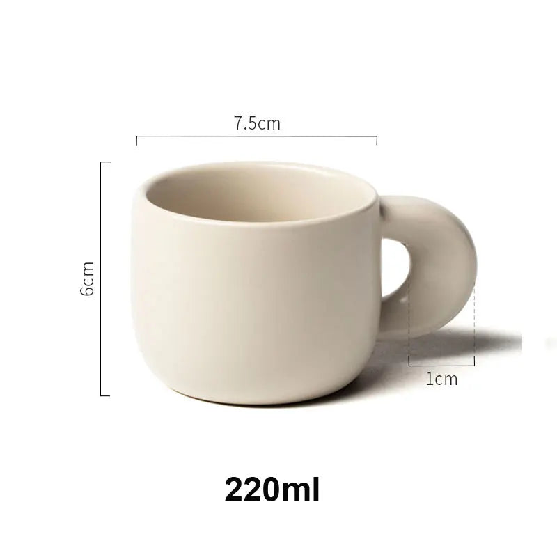 Modern 220ml Ceramic Mugs with Thick Handle Simple Breakfast Milk Latte Cups Kitchen Drinkware Afternoon Tea Mug Cup
