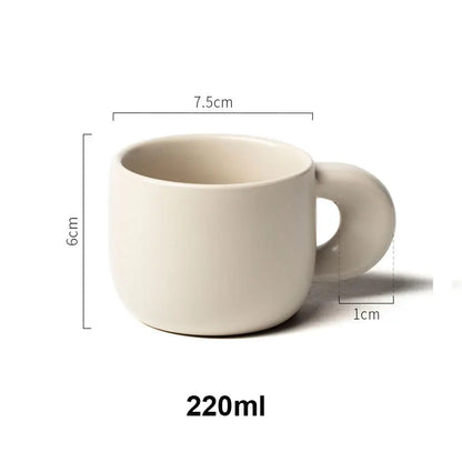 Modern 220ml Ceramic Mugs with Thick Handle Simple Breakfast Milk Latte Cups Kitchen Drinkware Afternoon Tea Mug Cup