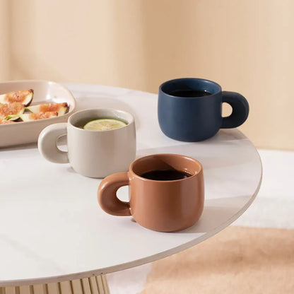 Modern 220ml Ceramic Mugs with Thick Handle Simple Breakfast Milk Latte Cups Kitchen Drinkware Afternoon Tea Mug Cup