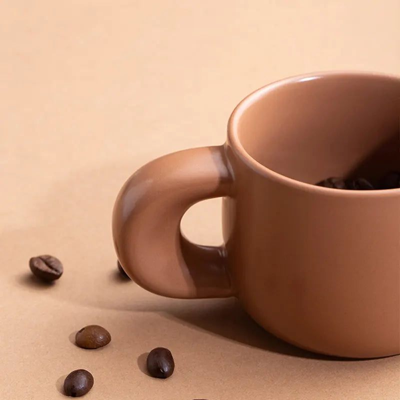 Modern 220ml Ceramic Mugs with Thick Handle Simple Breakfast Milk Latte Cups Kitchen Drinkware Afternoon Tea Mug Cup