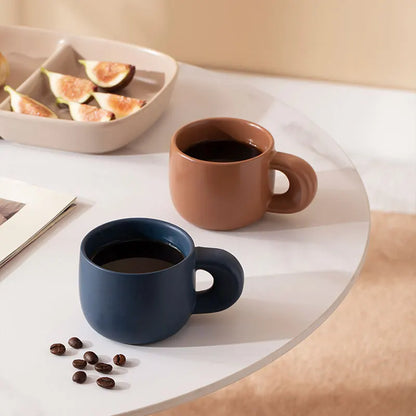 Modern 220ml Ceramic Mugs with Thick Handle Simple Breakfast Milk Latte Cups Kitchen Drinkware Afternoon Tea Mug Cup