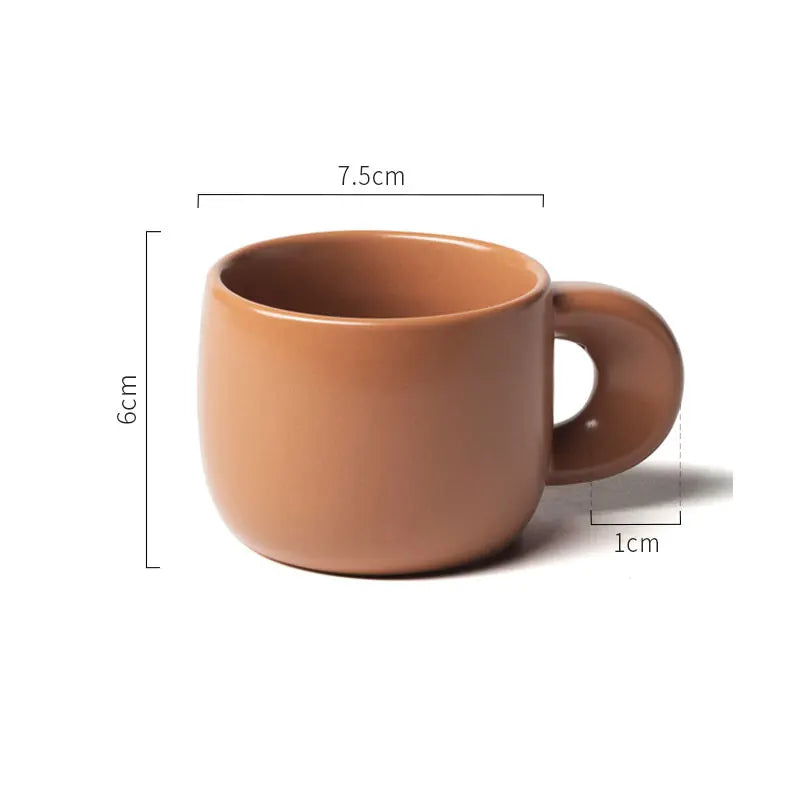 Modern 220ml Ceramic Mugs with Thick Handle Simple Breakfast Milk Latte Cups Kitchen Drinkware Afternoon Tea Mug Cup