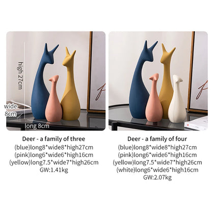 Modern Abstract Deer Sculptures & Figurines Home Decor Ceramic Animal Statue Family Ornaments Living Room Decor