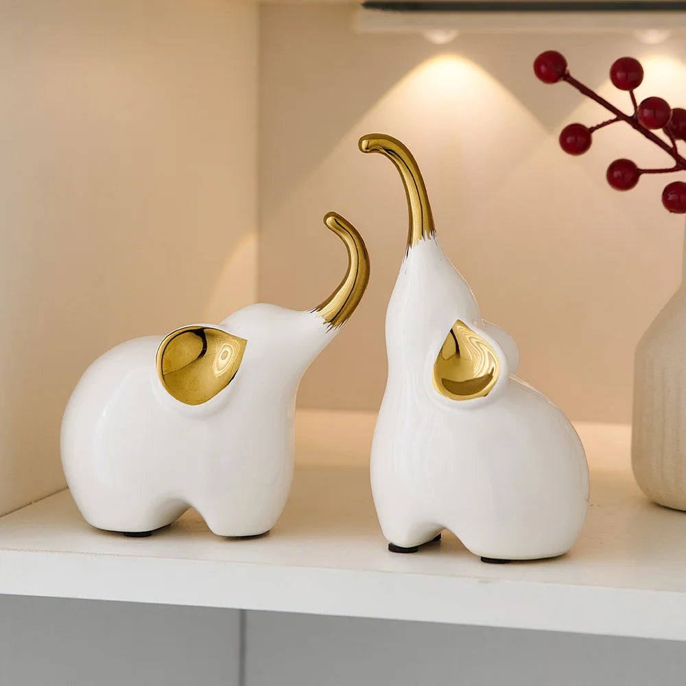 Modern Abstract Elephant Sculpture & Figurines Home Decor Ceramic Crafts Indoor Statue Living Room Animal Figure Gift
