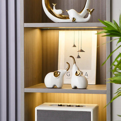 Modern Abstract Elephant Sculpture & Figurines Home Decor Ceramic Crafts Indoor Statue Living Room Animal Figure Gift