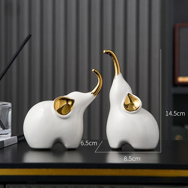 Modern Abstract Elephant Sculpture & Figurines Home Decor Ceramic Crafts Indoor Statue Living Room Animal Figure Gift
