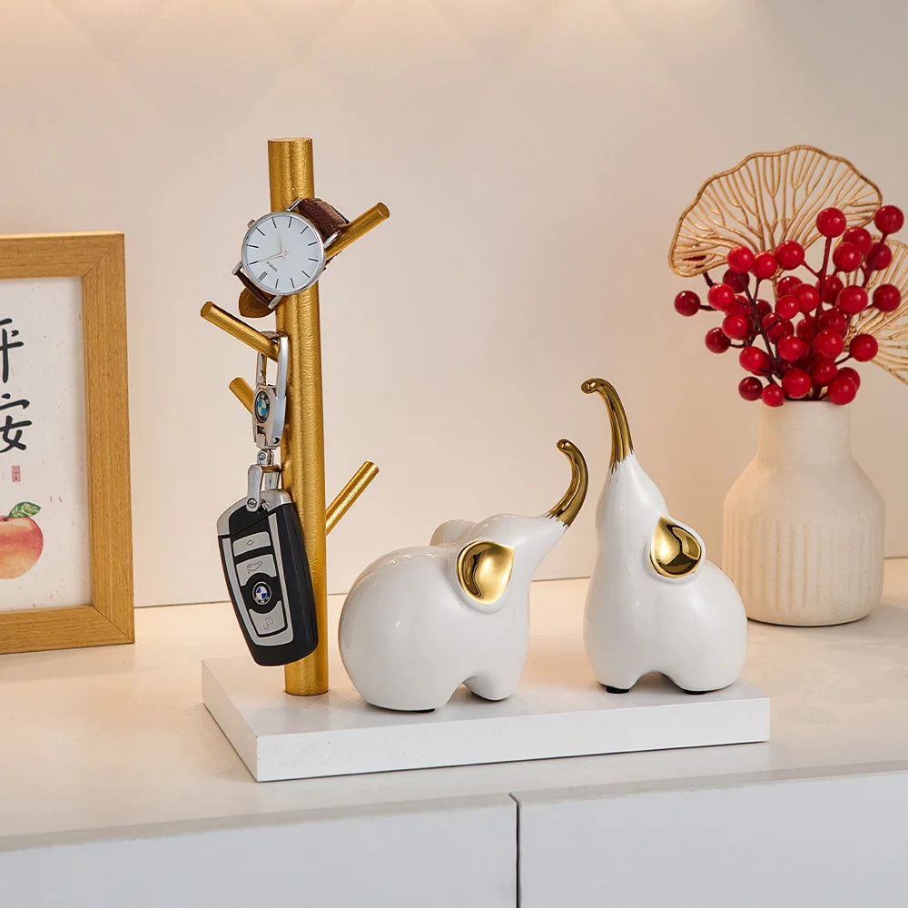 Modern Abstract Elephant Sculpture & Figurines Home Decor Ceramic Crafts Indoor Statue Living Room Animal Figure Gift