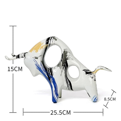 Modern Art Graffiti Cow Miniature Ornament Figurines for Interior Home Living Room Decor Desk Accessories Statues and Sculptures