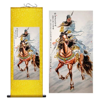 Modern Art Guan Gong Guan Yu Feng Shui Wealth Painting Wall Art Hanging Scroll Living Room Corridor Decoration
