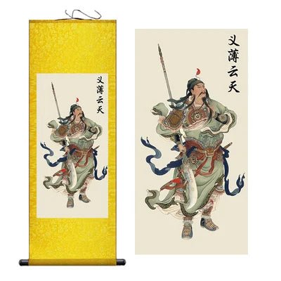 Modern Art Guan Gong Guan Yu Feng Shui Wealth Painting Wall Art Hanging Scroll Living Room Corridor Decoration