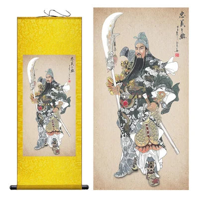 Modern Art Guan Gong Guan Yu Feng Shui Wealth Painting Wall Art Hanging Scroll Living Room Corridor Decoration