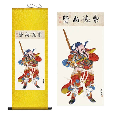 Modern Art Guan Gong Guan Yu Feng Shui Wealth Painting Wall Art Hanging Scroll Living Room Corridor Decoration
