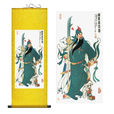 Modern Art Guan Gong Guan Yu Feng Shui Wealth Painting Wall Art Hanging Scroll Living Room Corridor Decoration