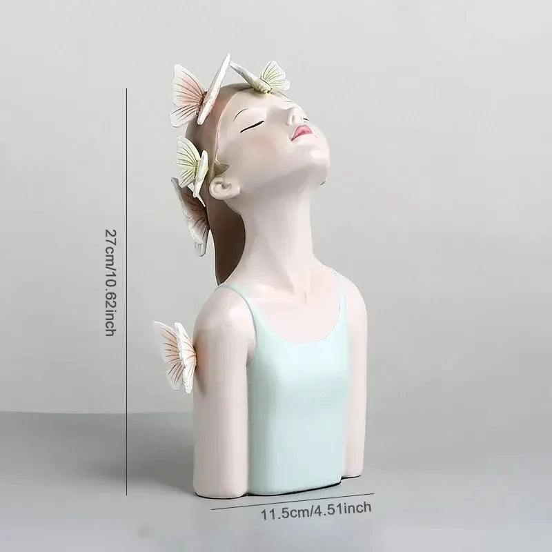 Modern Butterfly Girl Resin Sculpture Decoration Girl Heart Princess Room Home Decoration Fairy Statue Valentines Day Gift fairy
