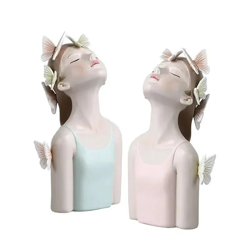 Modern Butterfly Girl Resin Sculpture Decoration Girl Heart Princess Room Home Decoration Fairy Statue Valentines Day Gift fairy