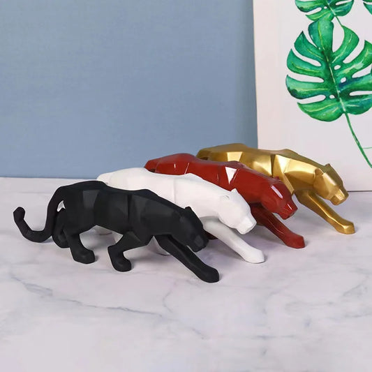 Modern Geometric Abstract Leopard Statue, Resin Modern Art Sculpture, Wild Animal Crafts, Free Delivery Free Delivery