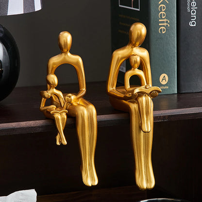 Modern Golden Abstract Family Sculpture&Figurines for Interior Statue Resin Figure Living Room Decor Gift Decor Home