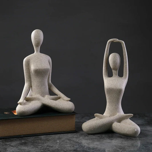 Modern Living Room Decor Yoga Woman Sculpture & Figurines for Interior Home Table Ornaments Figure Statue Decor