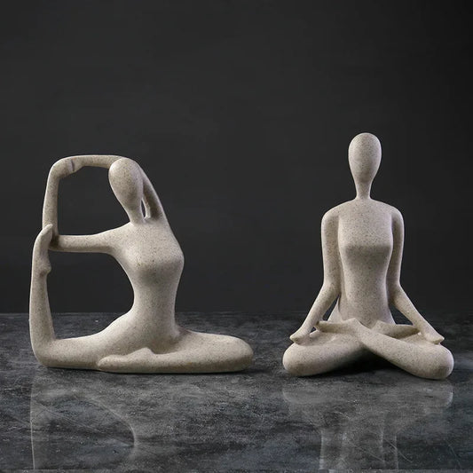 Modern Living Room Decor Yoga Woman Sculpture & Figurines for Interior Home Table Ornaments Figure Statue Decor