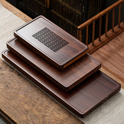 Modern Minimalist Bamboo Kung Fu Tea Set Tea Tray Tea Pitcher Solid Wood Household Small Tray Draining Drawer Drain Pipe