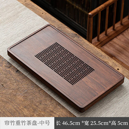 Modern Minimalist Bamboo Kung Fu Tea Set Tea Tray Tea Pitcher Solid Wood Household Small Tray Draining Drawer Drain Pipe
