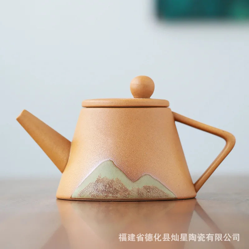 Modern Minimalist Japanese Style Tea Pot Taiwan Black Pottery Loop-handled Teapot Ceramic Tea Pot  Chrysanthemum Tea  Teapot