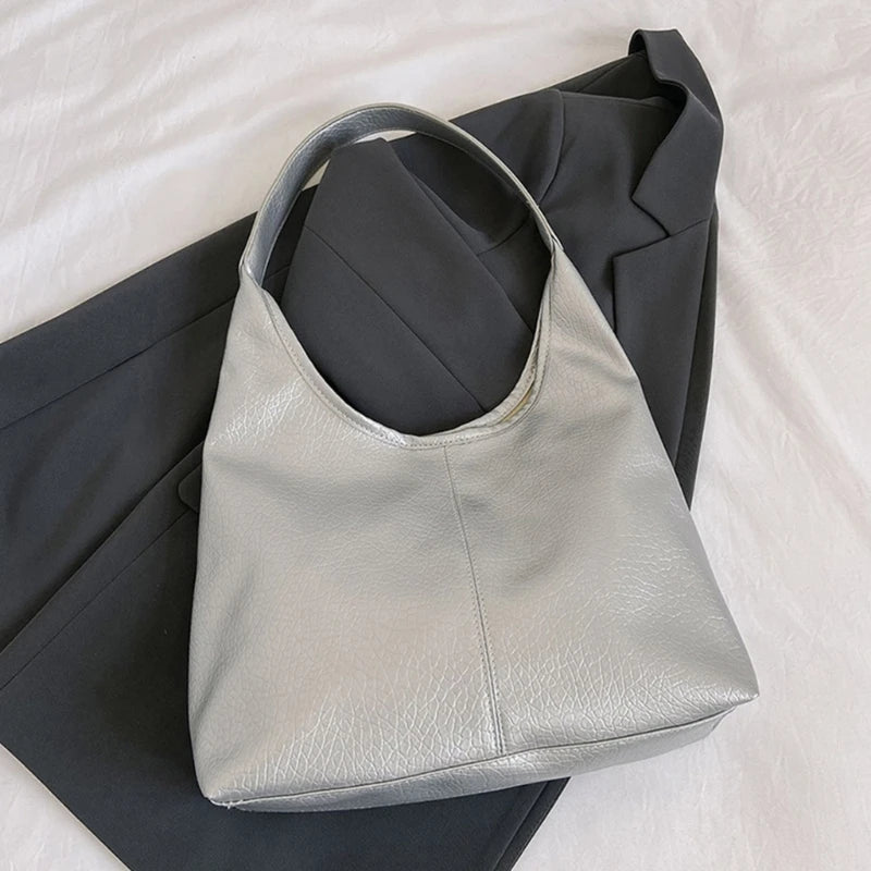 Modern PU Shoulder Bag Stylish Tote Casual Handbag for College and Travel