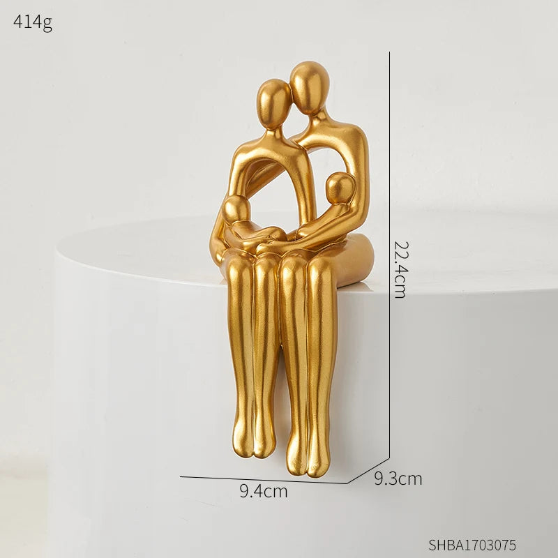 Modern Resin Golden Abstract Family Sculpture&Figurines for Interior Statue Figure Living Room Home Decor Gift