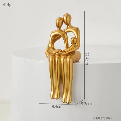 Modern Resin Golden Abstract Family Sculpture&Figurines for Interior Statue Figure Living Room Home Decor Gift