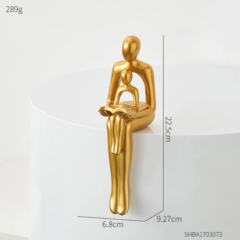 Modern Resin Golden Abstract Family Sculpture&Figurines for Interior Statue Figure Living Room Home Decor Gift