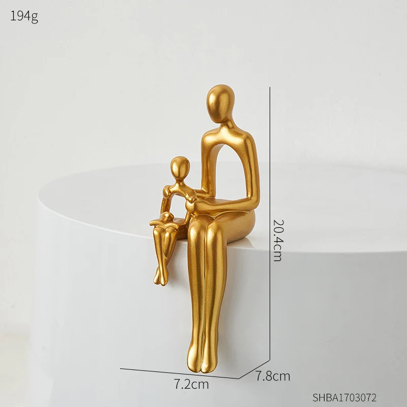 Modern Resin Golden Abstract Family Sculpture&Figurines for Interior Statue Figure Living Room Home Decor Gift