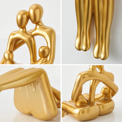 Modern Resin Golden Abstract Family Sculpture&Figurines for Interior Statue Figure Living Room Home Decor Gift