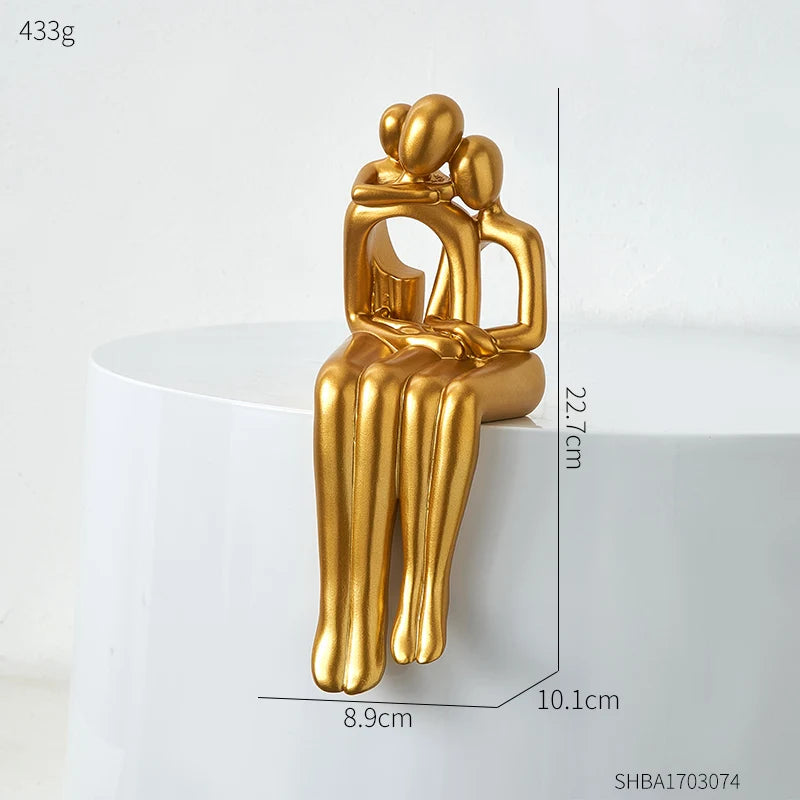 Modern Resin Golden Abstract Family Sculpture&Figurines for Interior Statue Figure Living Room Home Decor Gift