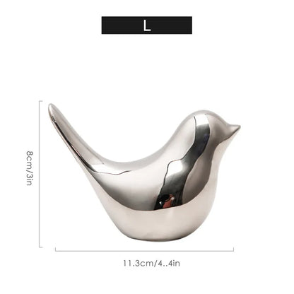 Modern Simple Luxury Silver Ceramic Bird Figurines Home Decoration Accessories Golden Bird Figures Decorative Wedding Ornaments