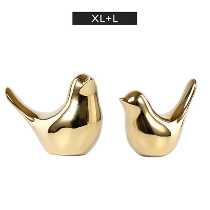 Modern Simple Luxury Silver Ceramic Bird Figurines Home Decoration Accessories Golden Bird Figures Decorative Wedding Ornaments