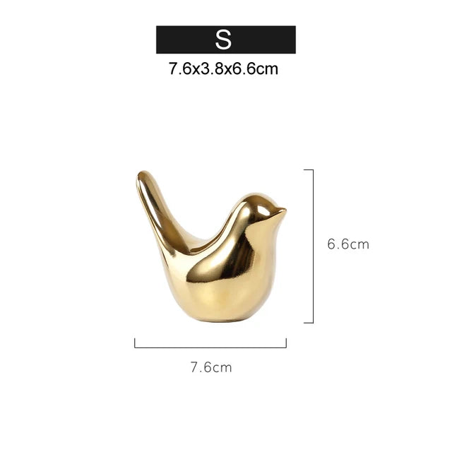 Modern Simple Luxury Silver Ceramic Bird Figurines Home Decoration Accessories Golden Bird Figures Decorative Wedding Ornaments