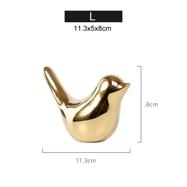 Modern Simple Luxury Silver Ceramic Bird Figurines Home Decoration Accessories Golden Bird Figures Decorative Wedding Ornaments