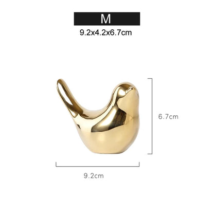 Modern Simple Luxury Silver Ceramic Bird Figurines Home Decoration Accessories Golden Bird Figures Decorative Wedding Ornaments