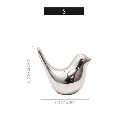 Modern Simple Luxury Silver Ceramic Bird Figurines Home Decoration Accessories Golden Bird Figures Decorative Wedding Ornaments