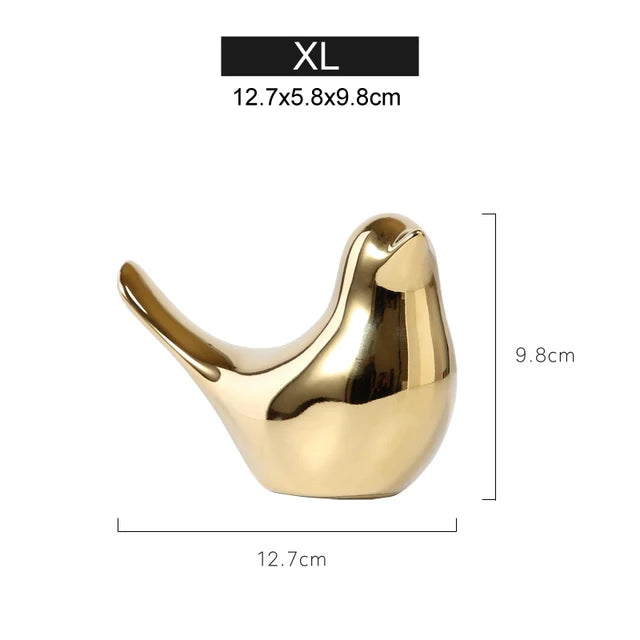 Modern Simple Luxury Silver Ceramic Bird Figurines Home Decoration Accessories Golden Bird Figures Decorative Wedding Ornaments