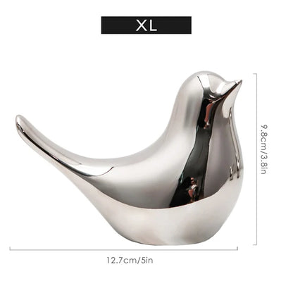 Modern Simple Luxury Silver Ceramic Bird Figurines Home Decoration Accessories Golden Bird Figures Decorative Wedding Ornaments