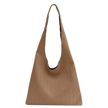Modern and Practical Women's Pleated Shoulder Bag PU Tote for Various Occasions