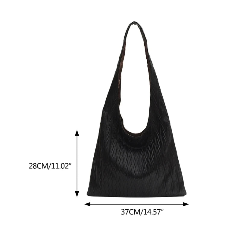 Modern and Practical Women's Pleated Shoulder Bag PU Tote for Various Occasions