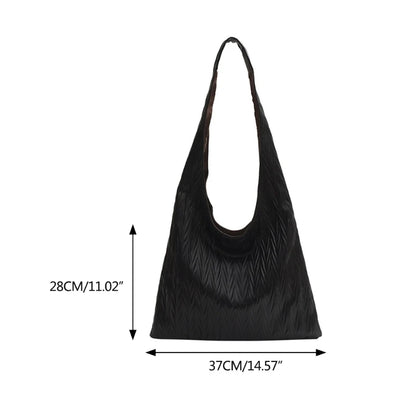 Modern and Practical Women's Pleated Shoulder Bag PU Tote for Various Occasions