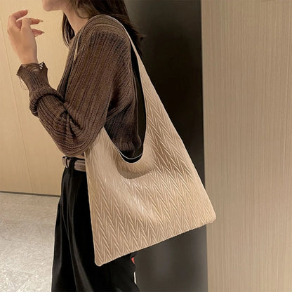Modern and Practical Women's Pleated Shoulder Bag PU Tote for Various Occasions