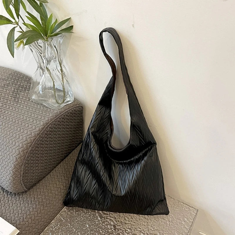 Modern and Practical Women's Pleated Shoulder Bag PU Tote for Various Occasions